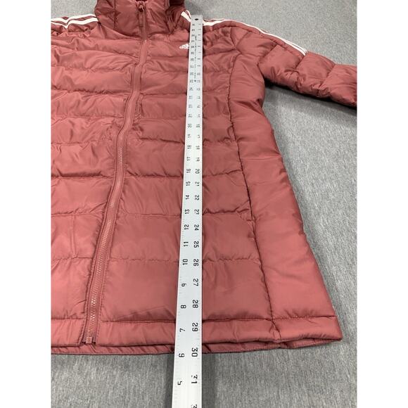 adidas Essentials Light Down Hooded Parka Jacket Wonder Red HK4620 Women's L - Picture 10 of 16